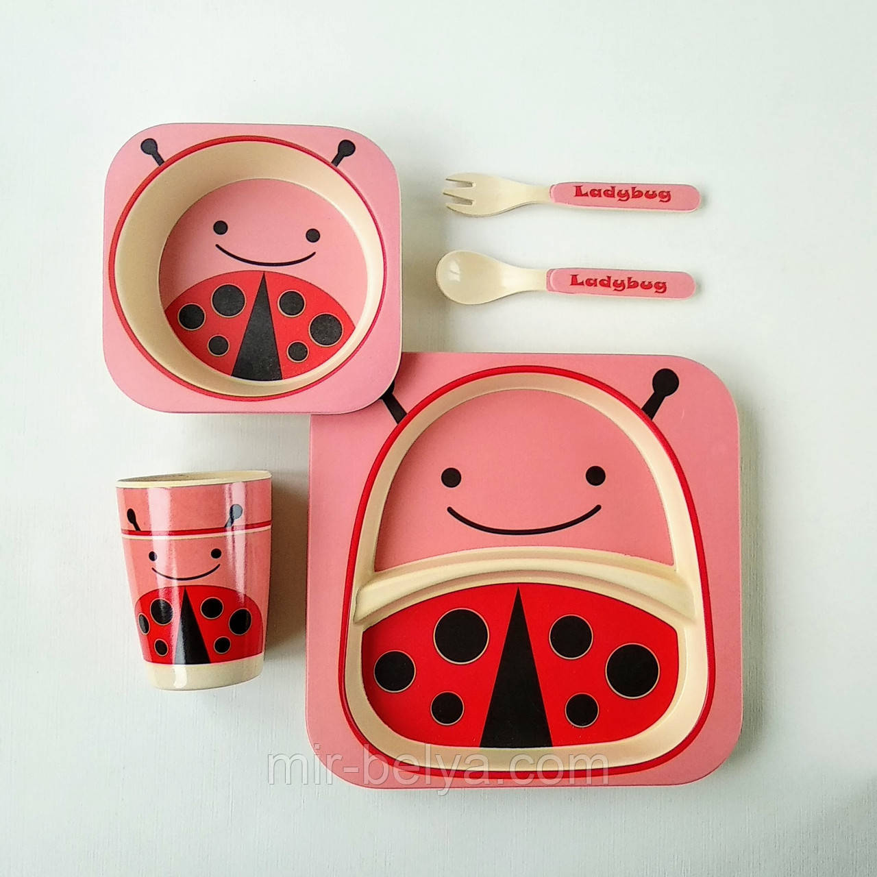 Набір дитячої бамбуковій посуду 5 предметів, фото 1