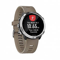 Смарт-годинник Garmin Forerunner 645 Sandstone with Stainless Hardware з Сірим ремінцем