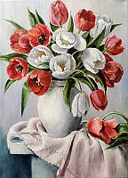 Набор алмазной вышивки (мозаики) "Красные и белые тюльпаны"