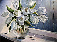 Набор алмазной вышивки (мозаики) "Белые тюльпаны-2"