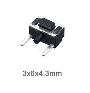 Кнопка тактова 3*6*4.3 мм (бічні контакти) SMD Мікроперемикач 3 х 6 х 4,3 mm SMD