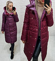 Куртка єврозима двостороння з капюшоном арт. 1007 бордо та марсала