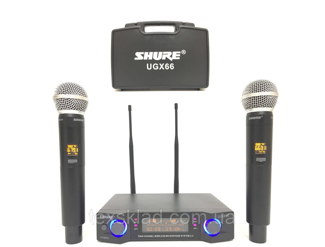 Беспроводные микрофоны для караоке SHURE UGX66 с кейсом - фото 1 - id-p1089493445