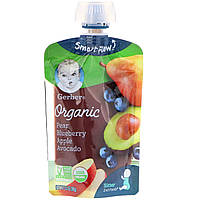 Gerber, Organic, Smart Flow, Sitter, 2nd Foods, Pear, Blueberry, Apple, Avocado, 3.5 oz (99 g)