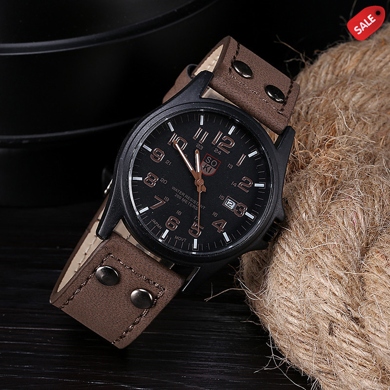 Стильний чоловічий годинник коричневий