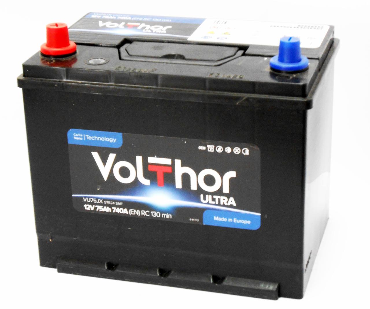 Акумулятор автомобільний VOLTHOR Asia 75 Ah (L+) (740A), фото 1