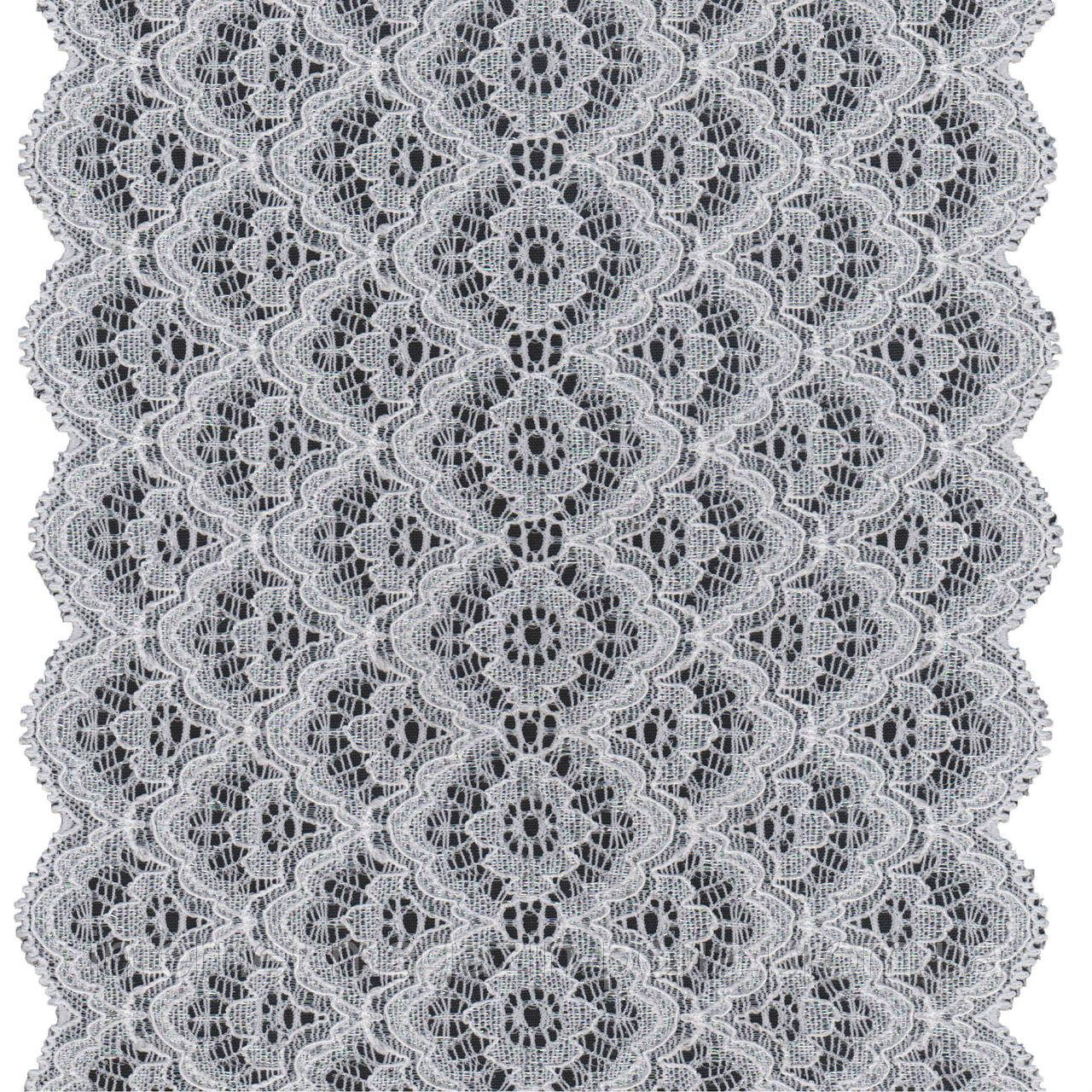 Мереживо стрейч, молочне з люрексом, шир.17 см, No1242, фото 1