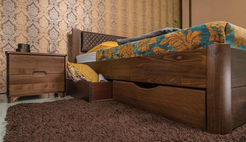 Деревянная кровать с мягкой спинкой и ящиками Грейс Олимп - фото 4 - id-p1089731516