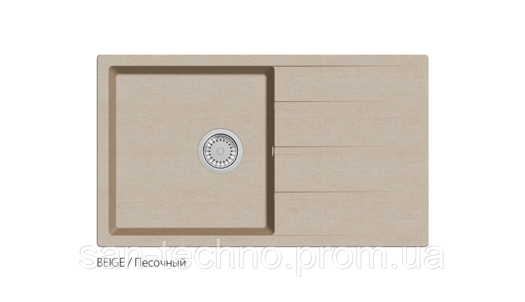 Кварцевая прямоугольная мойка для кухни песочная Fabiano Classic XL 86x50 Beige - фото 1 - id-p1089744116