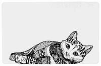 Килимок Zentangle під миски для котів 44*28 см бежевий код 24788