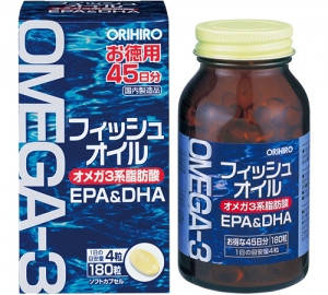 ORIHIRO Omega 3, жирні кислоти ЕРА, DHA, Риб'ячий жир, 180 капсул на 45 днів прийому.