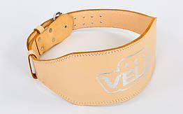 Пояс атлетичний шкіряний VELO VL-6624 (ширина-6in (15 см), р-р S-XXL довжина 100-125 см, з підкладкою для спини)