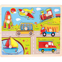 Деревянная игрушка Вкладыши «Виды транспорта», развивающие товары для детей.