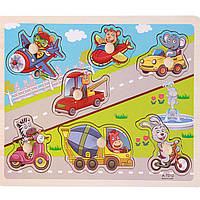 Деревянная игрушка Игра с вкладышами «Транспорт», развивающие товары для детей.
