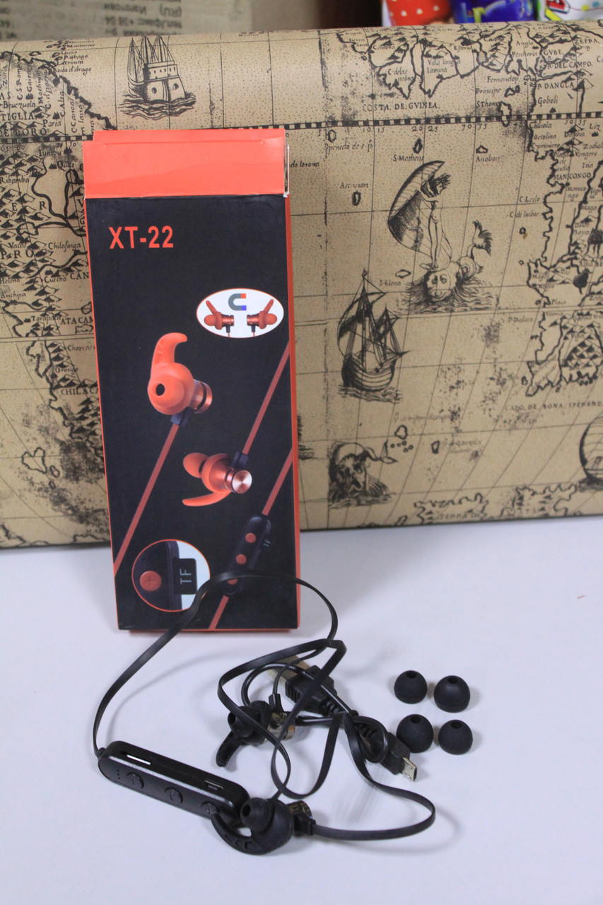 Блютуз гарнітура ХТ - 22 відтворення з карти пам'яті blutooth чорні навушники
