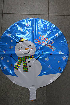 Гелієвий фольгований шар з малюнком сніговик напис Merry Christmas