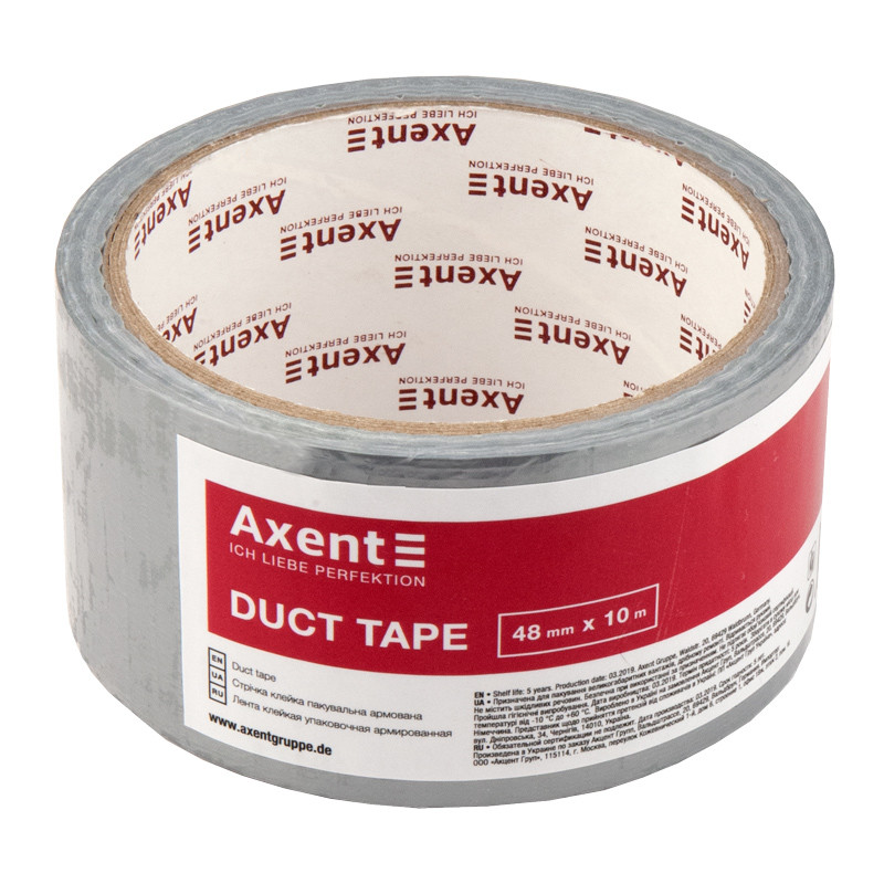 Стрічка клейка Axent канцелярська армований скотч 48ммХ10м 150 мкм срібло (3047-A)