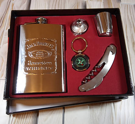 Подарунковий набір для чоловіків на свято, ФЛЯГА - Jack Daniels (Живі фото), фото 2
