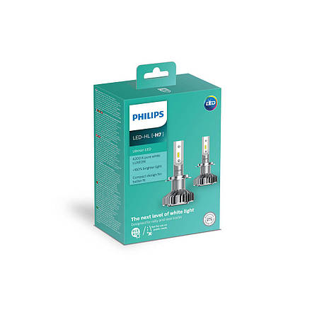Світлодіодна LED лед лампа Philips Ultinon +160% цоколь H7, світло 6200K (2 шт.) 11972ULWX2. ОРИГІНАЛ, фото 1