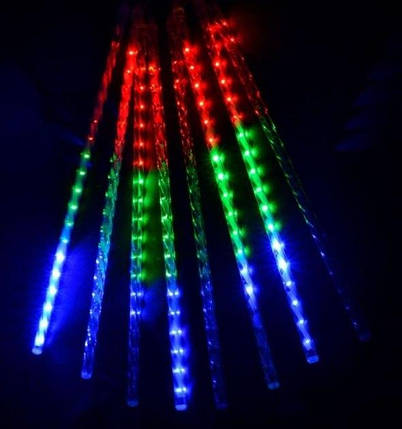 Світлодіодна гірлянда зовнішня "Снігопад" RGB 8 метеорів 220V IP44 Код.59709, фото 1