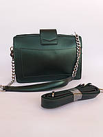Стильная и лаконичная женская сумочка зеленого цвета, натуральная кожа