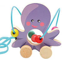 Деревянная игрушка Каталка + лабиринт «Осьминожка» (мини), развивающие товары для детей.