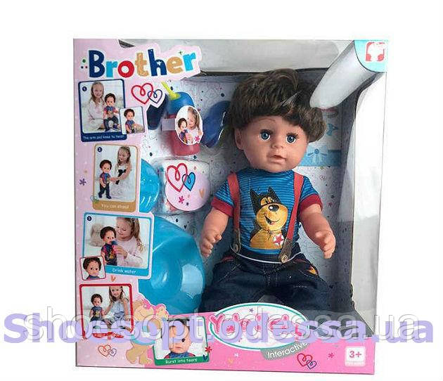 Лялька пупс Братик із волоссям Baby на шарнірах, пляшечка, горщик