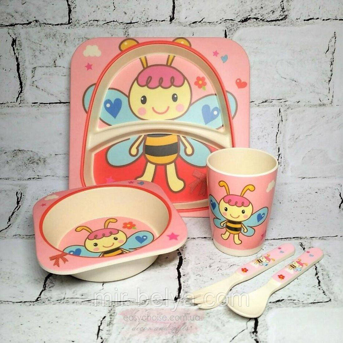 Набір дитячої бамбуковій посуду 5 предметів, фото 1