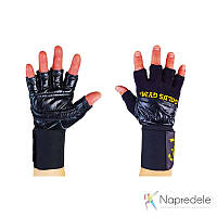 Перчатки для тяжелой атлетики кожаные GOLDS GYM BC-3603 размер S-XL черный