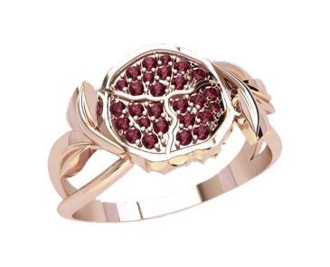 Гранат, кільце жіноче з камінням,