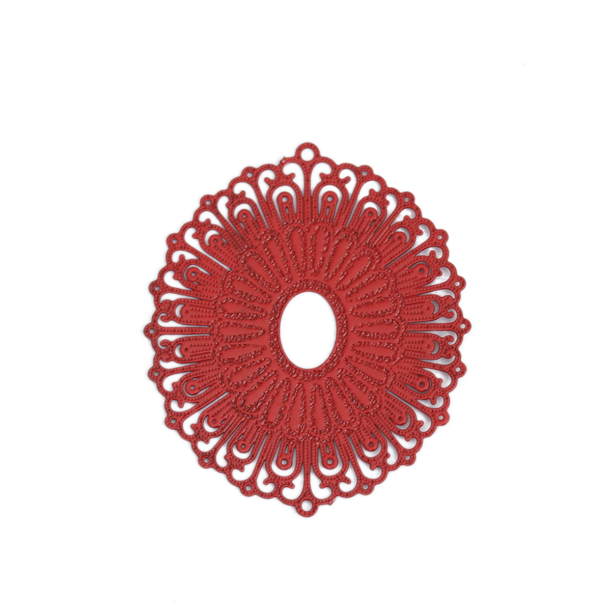 Кабошон, Коннектор, Підвіска, Квітка, Мідь, Кругла, Колір: Червоний, 34 мм x 29 мм