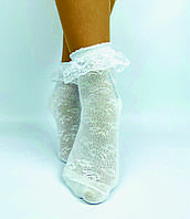 Нарядные белые носочки с хлопковой рюшей для бальных танцев.