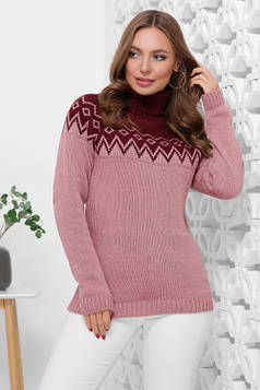 Красивий светр під горло марсала-роза 44-48