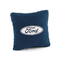 Подушки в автомобиль с логотипом авто Ford флок,, подарок автомобилисту Разные цвета синий