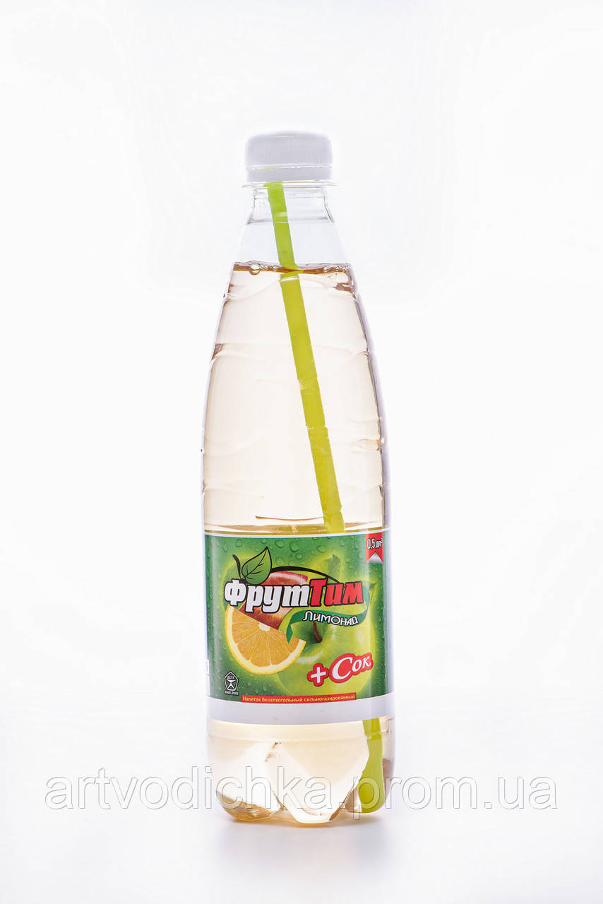 Напій безалкогольний сильногазований "ФрутТим" Лимонад 0,5 л, на основі артезіанської води