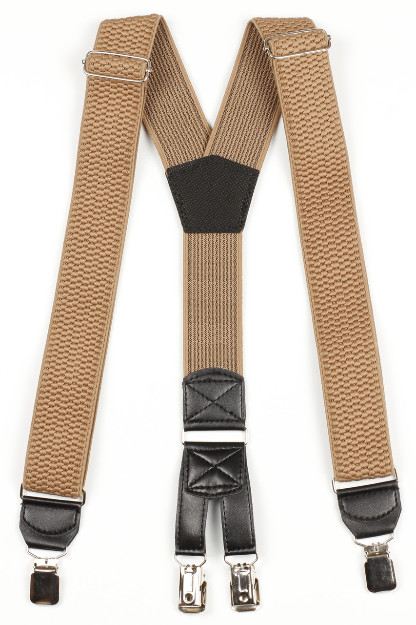 Підтяжки дорослі чоловічі широкі однотонні York Y40 Top Gal бежевий, фото 1