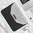 Чохол-конверт з фетру для Macbook 12/ Air11.6" - чорно-сірий, фото 8