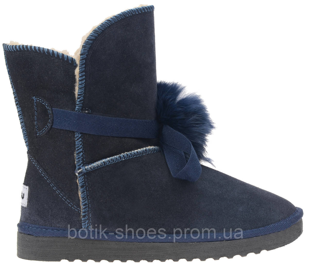 Теплые зимние женские замшевые угги ugg высокие стильные модные удобные с мехом синие 38 размер Inblu EY-6V - фото 1 - id-p1090516578