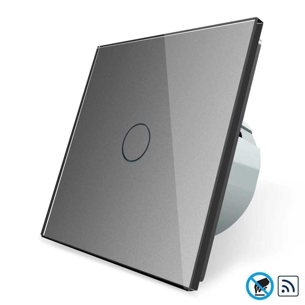 Сенсорний безконтактний вимикач Livolo 1-канальний, Radio Сірий, фото 1