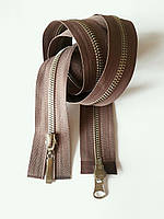 Замок-блискавка роз'ємний металевий, 2 бігунки №5, 90 см. Бежевий темний (какао)