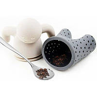 Ситечко для заваривания чая Tea Strainer "Человечек mr. Big Tea", силиконовое, серое.