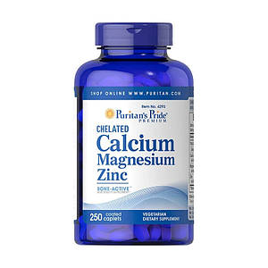 Кальцій-Магній-Цинк-хелат Puritan's Pride Chelated Calcium Magnesium Zinс 250 таб.