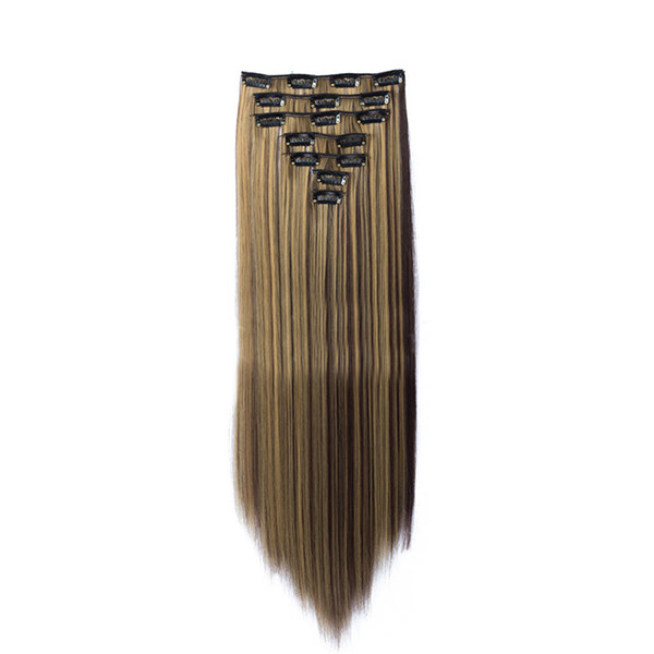 Набір термоволос на кліпсах XR Hair Темно-русявий 55 см XR-408