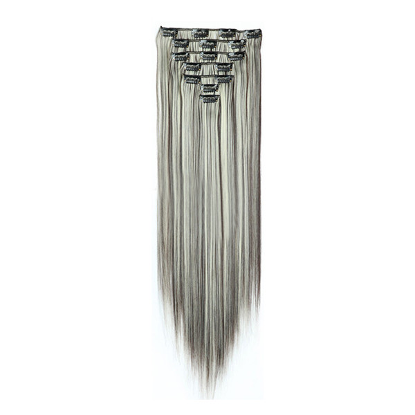 Набір термоволос на кліпсах XR Hair Коричневий-білий 55 см XR-410