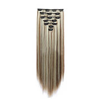 Набір термоволос на кліпсах XR Hair Каштаново-білий 55 см XR-413