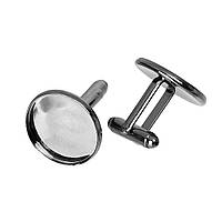 Запонка для манжет, Колір: Вороніння сталь, Основа для кабошона під 18 мм, 25 мм x 20 мм, Ціна за 1 шт