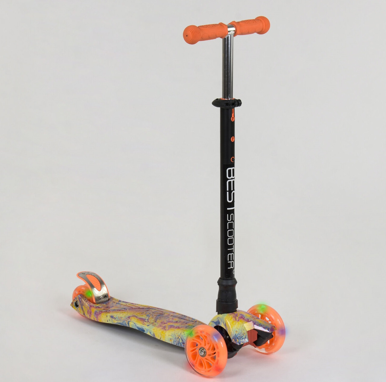 Самокат Best Scooter MAXI Фарби помаранчевий зі світними колесами