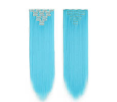 Набір термоволос на кліпсах XR Hair Блакитний 55 см XR-436