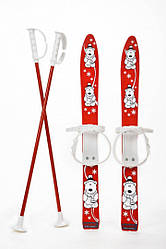 Набір лижний дитячий MARMAT 70 см (лижі +кріплення+ палки) колір червоний