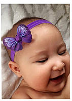 Повязка для девочки детская от 0 до 2-х лет фиолетовая Бабочка
